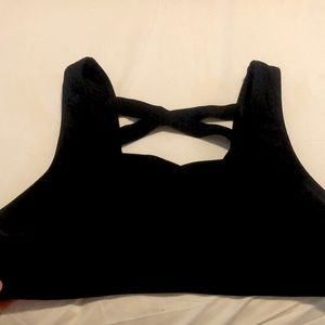 Black high waisted cross strapped bikini